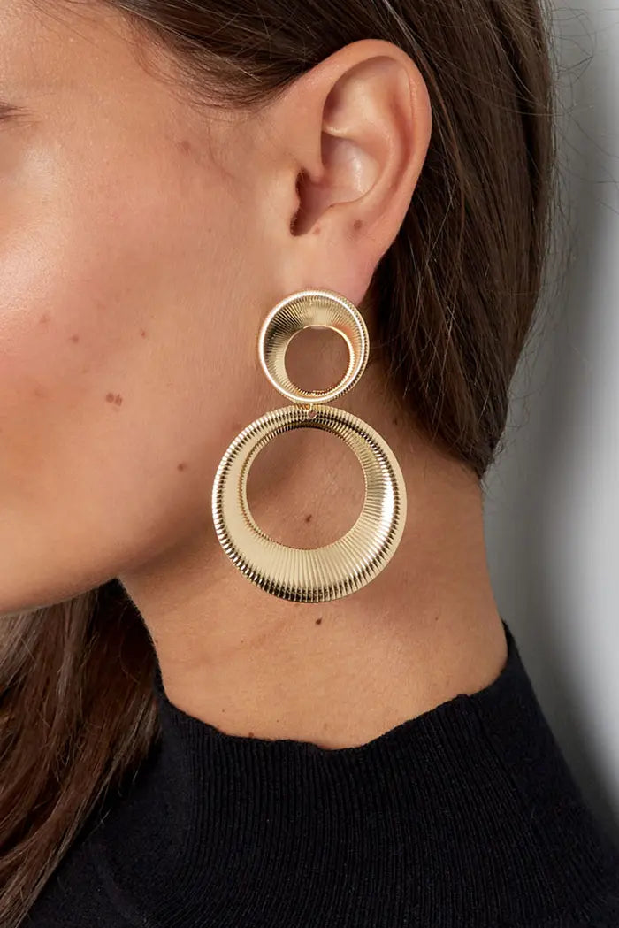 Gold Double Ring Earrings