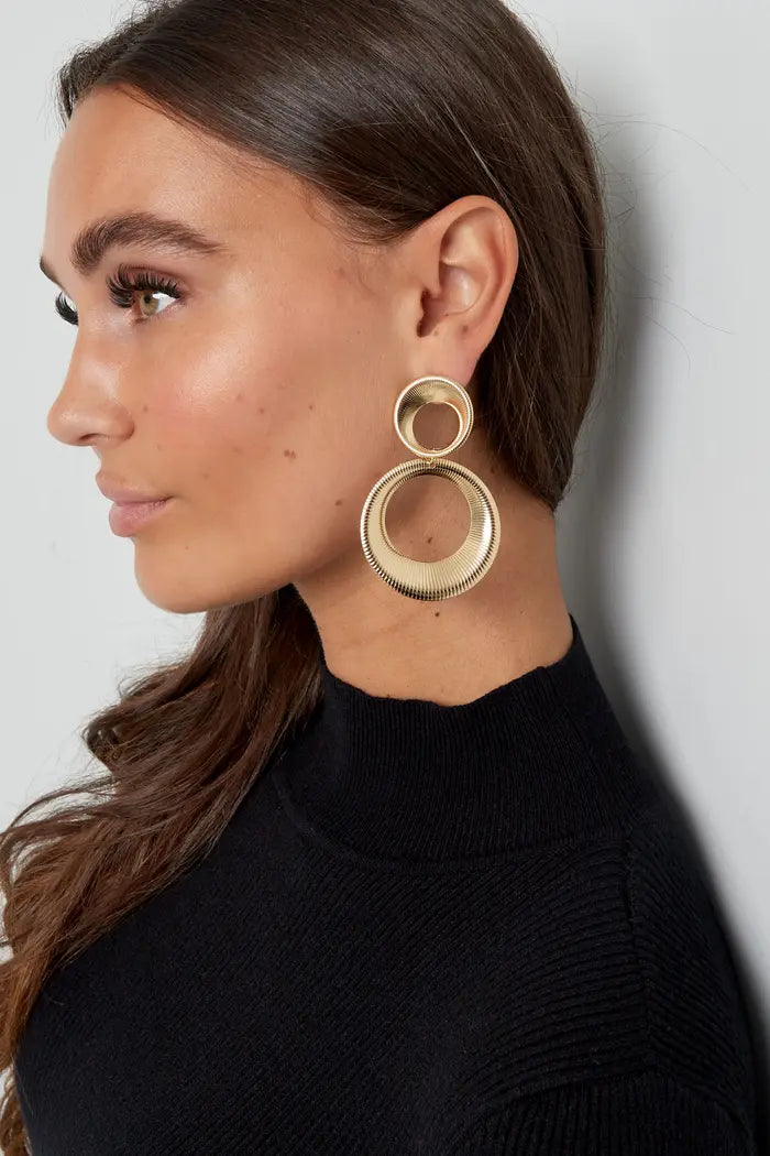 Gold Double Ring Earrings