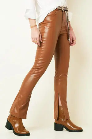 Brown Faux Leather Pants