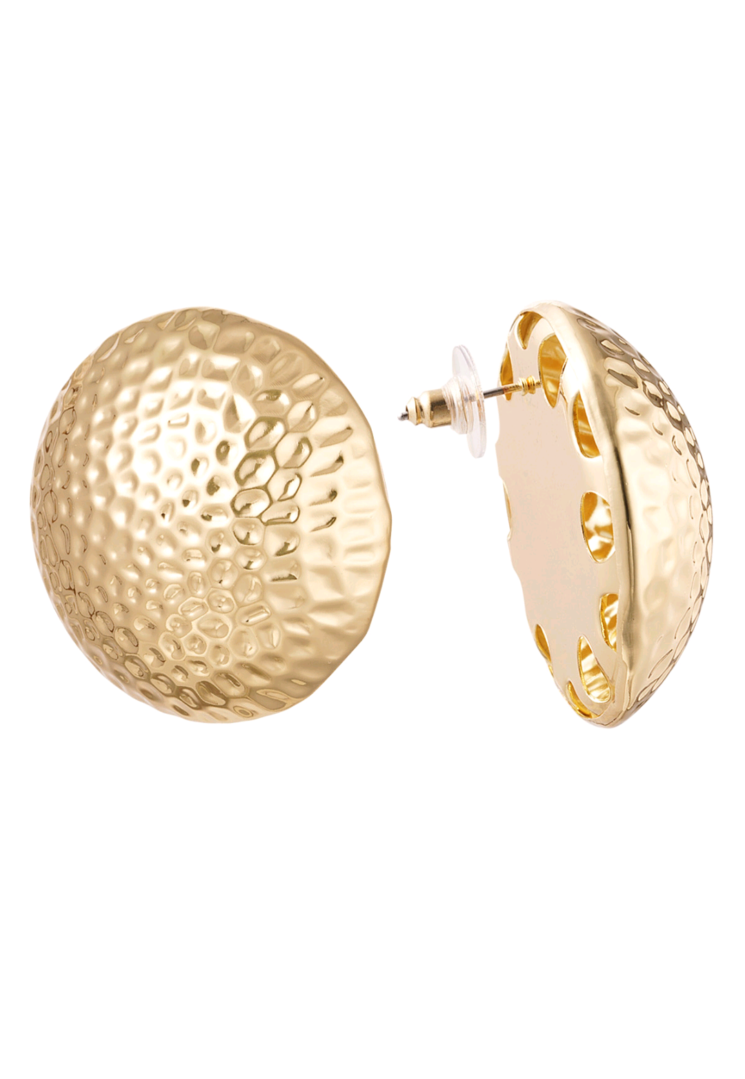 Gold Dimpled Oversize Knob Earrings