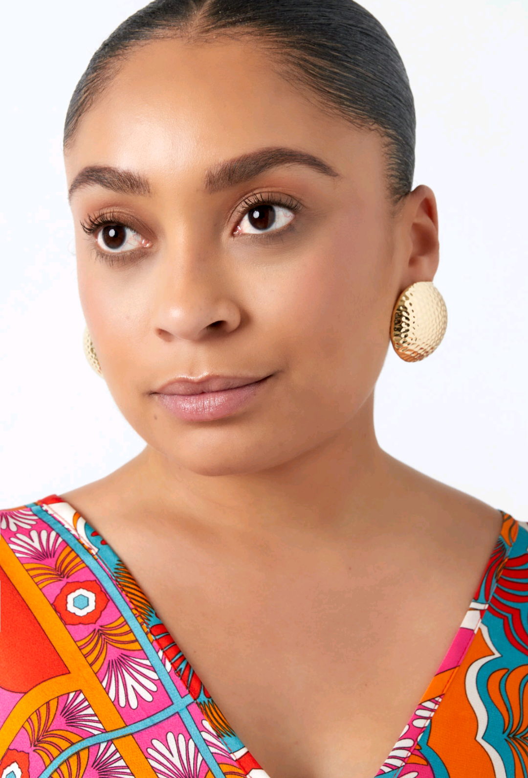 Gold Dimpled Oversize Knob Earrings