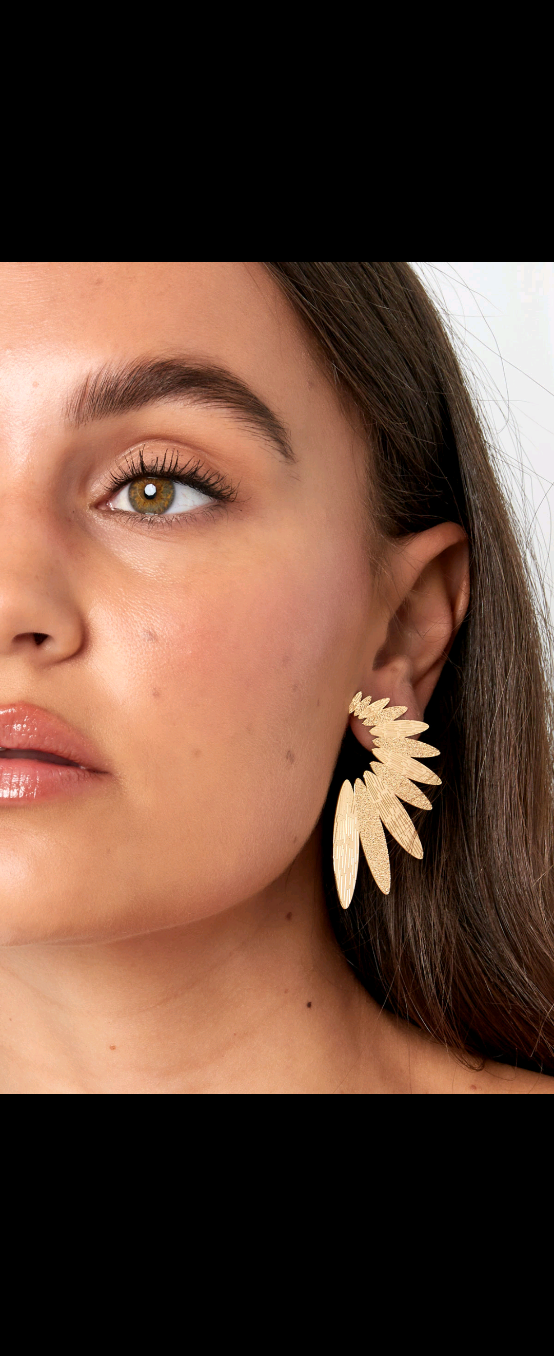 Gold Half Off Statement Earring