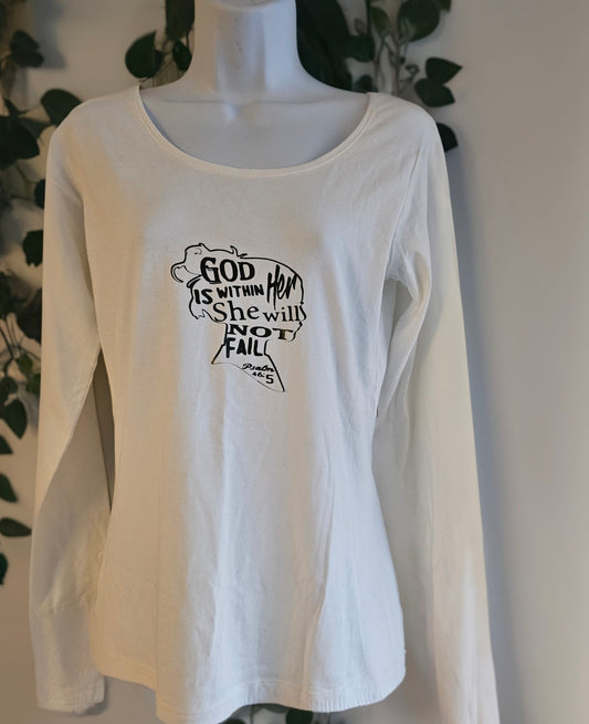 White Graphic Long Sleeve Top