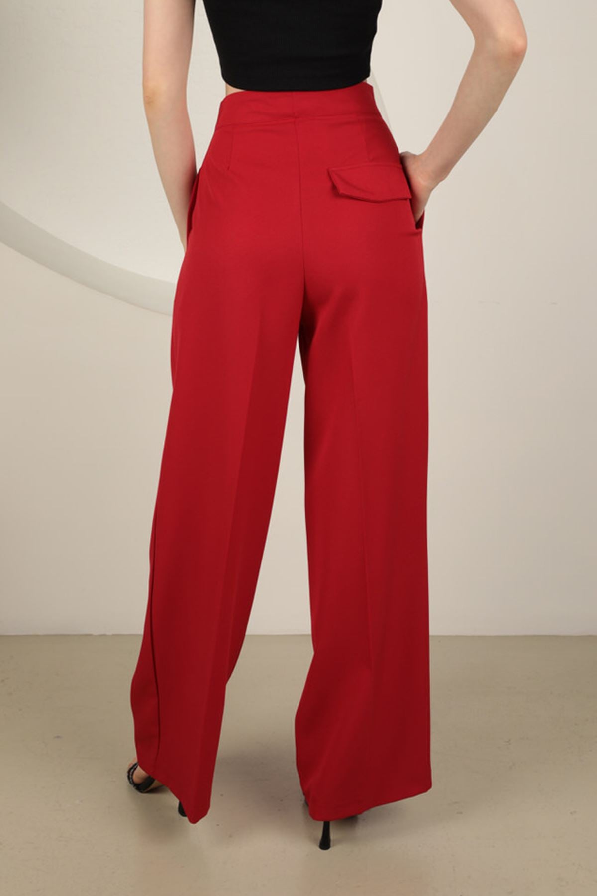 Highwaist Red Wide Leg Trousers