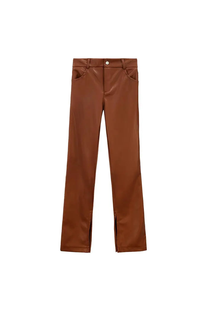 Brown Faux Leather Pants