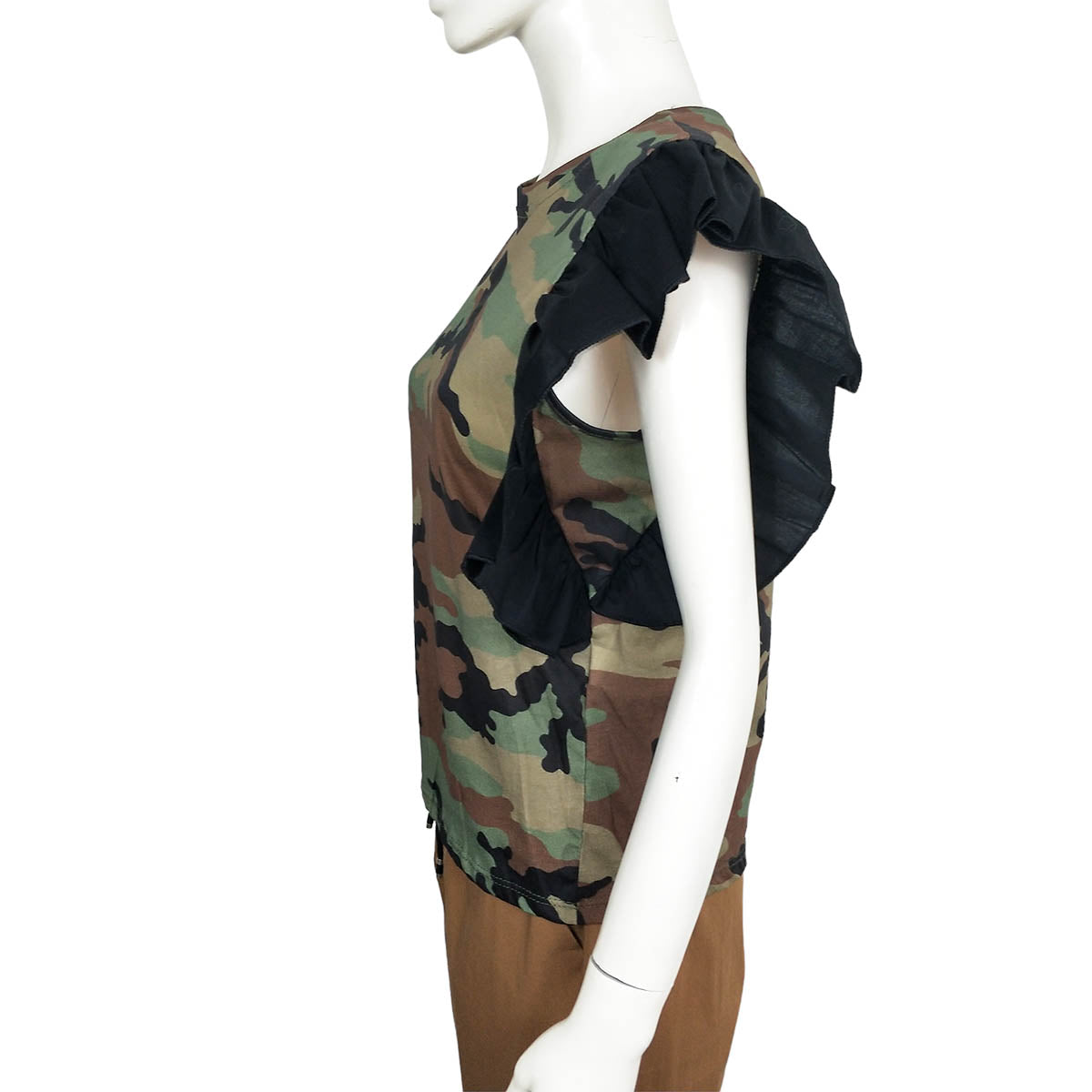 Camouflage Flared Sleeve Top