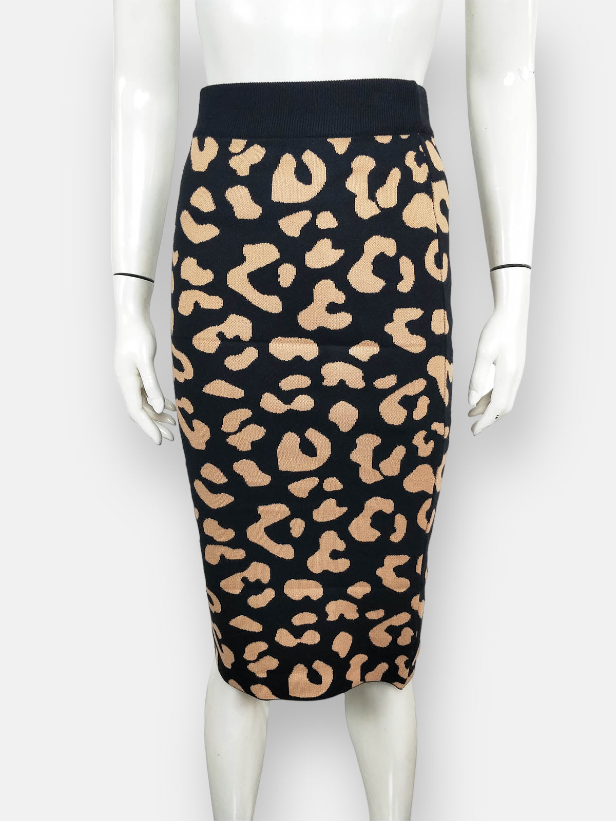 Leopard Print High Waist Sweater Skirt