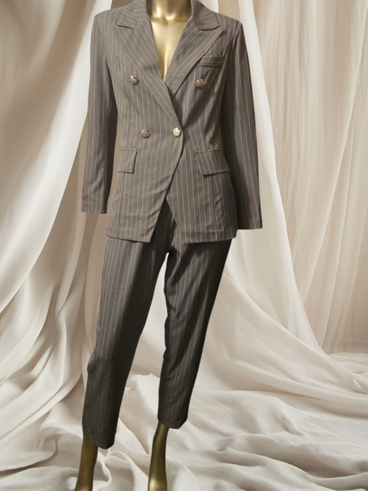 Grey Pinstripe Tailored Suit