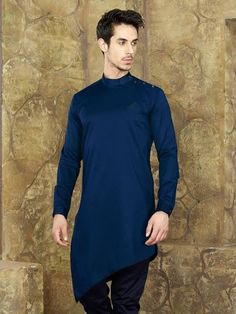 Navy Asymmetrical Long Shirt