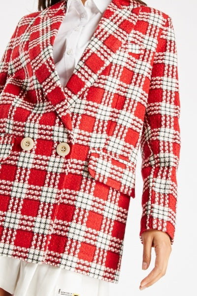 Checkered Lapel Blazer