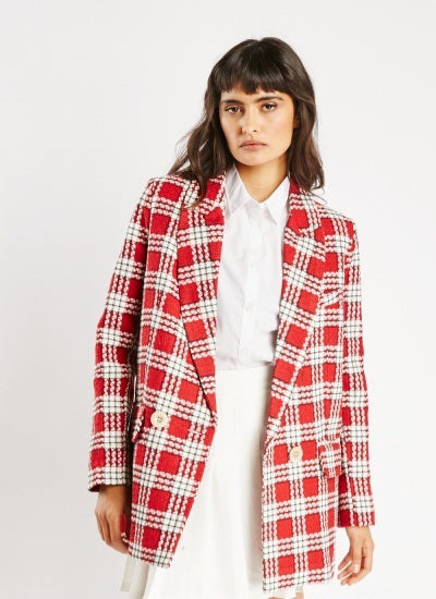 Checkered Lapel Blazer