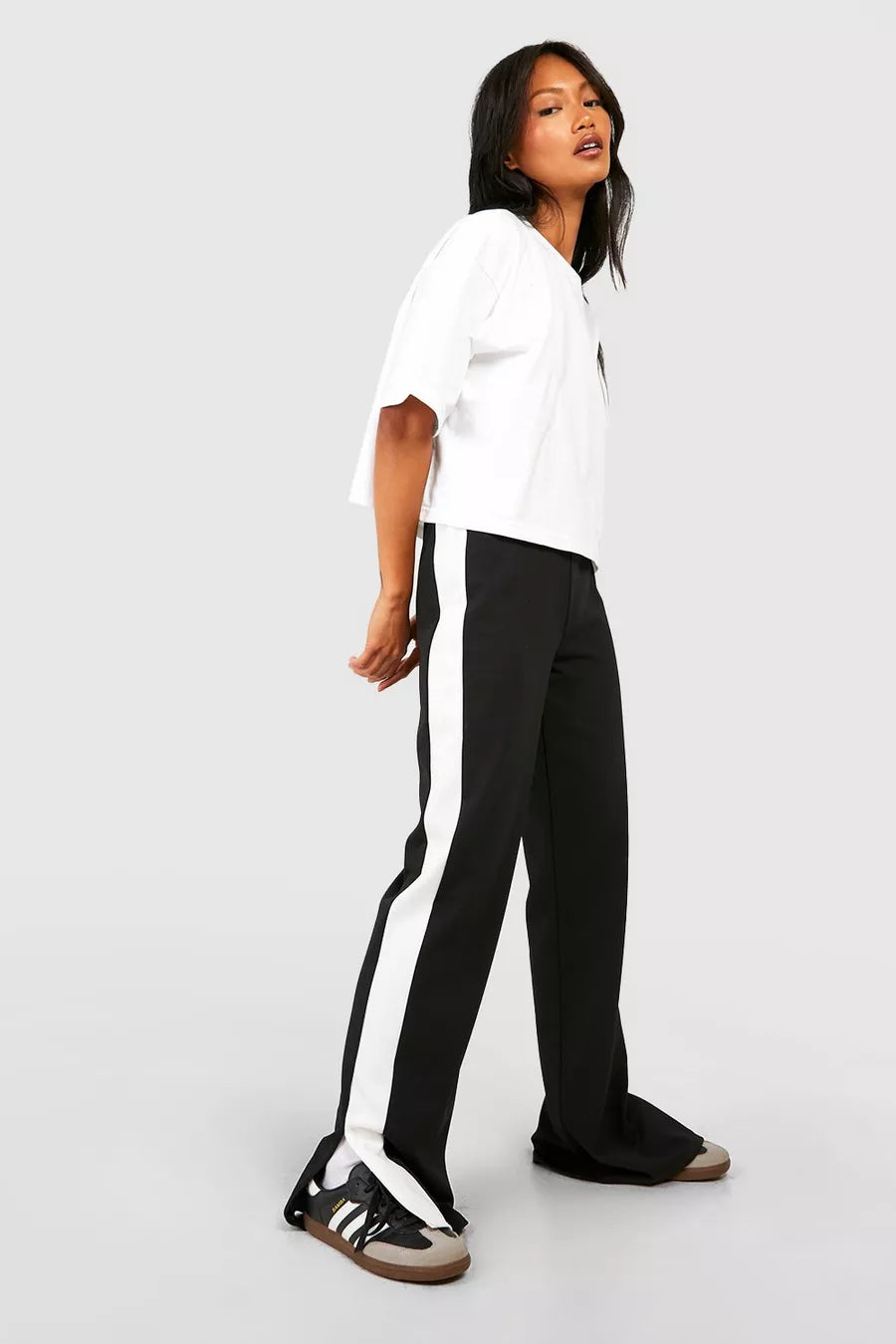 Split Hem Striped Side Trouser