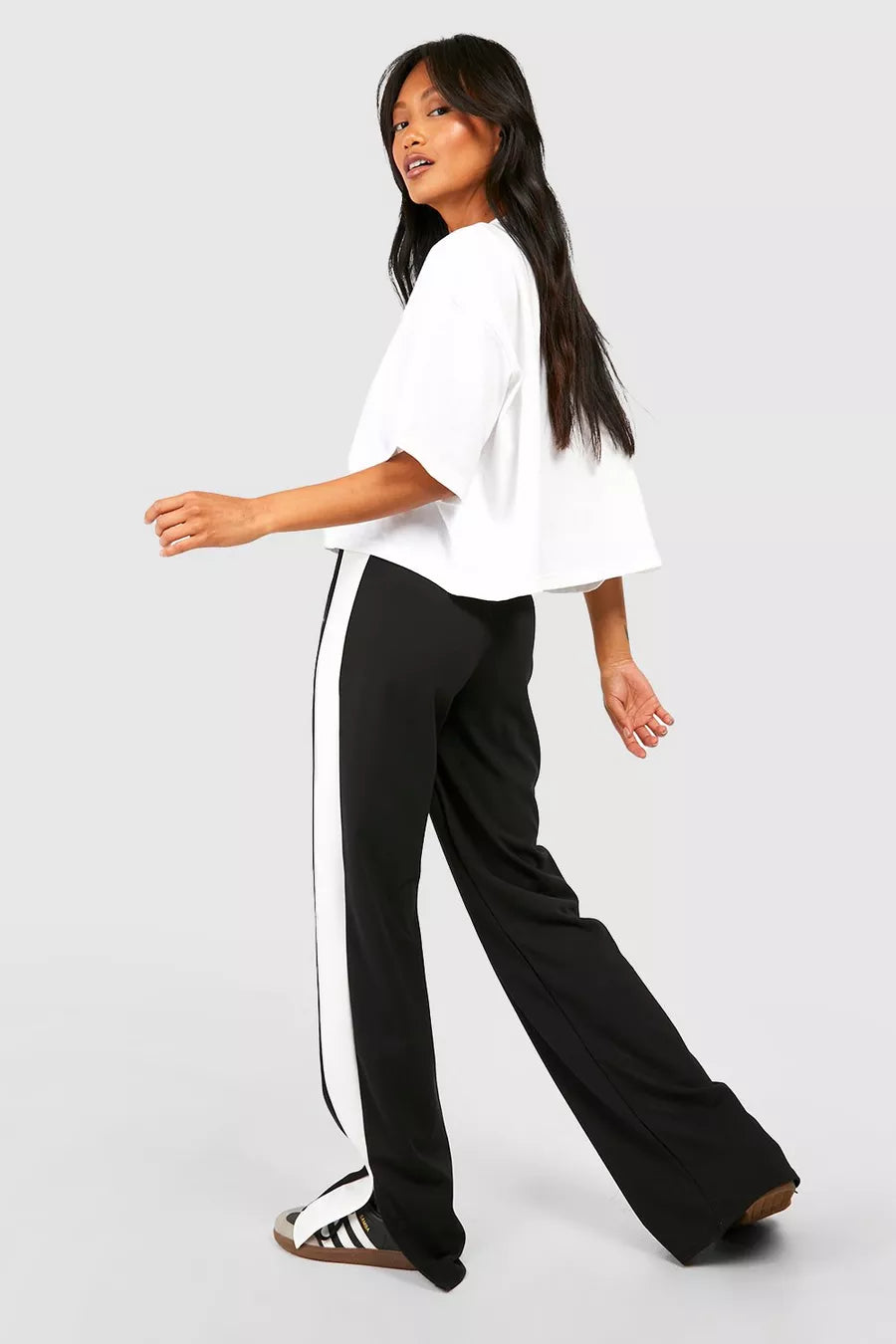 Split Hem Striped Side Trouser