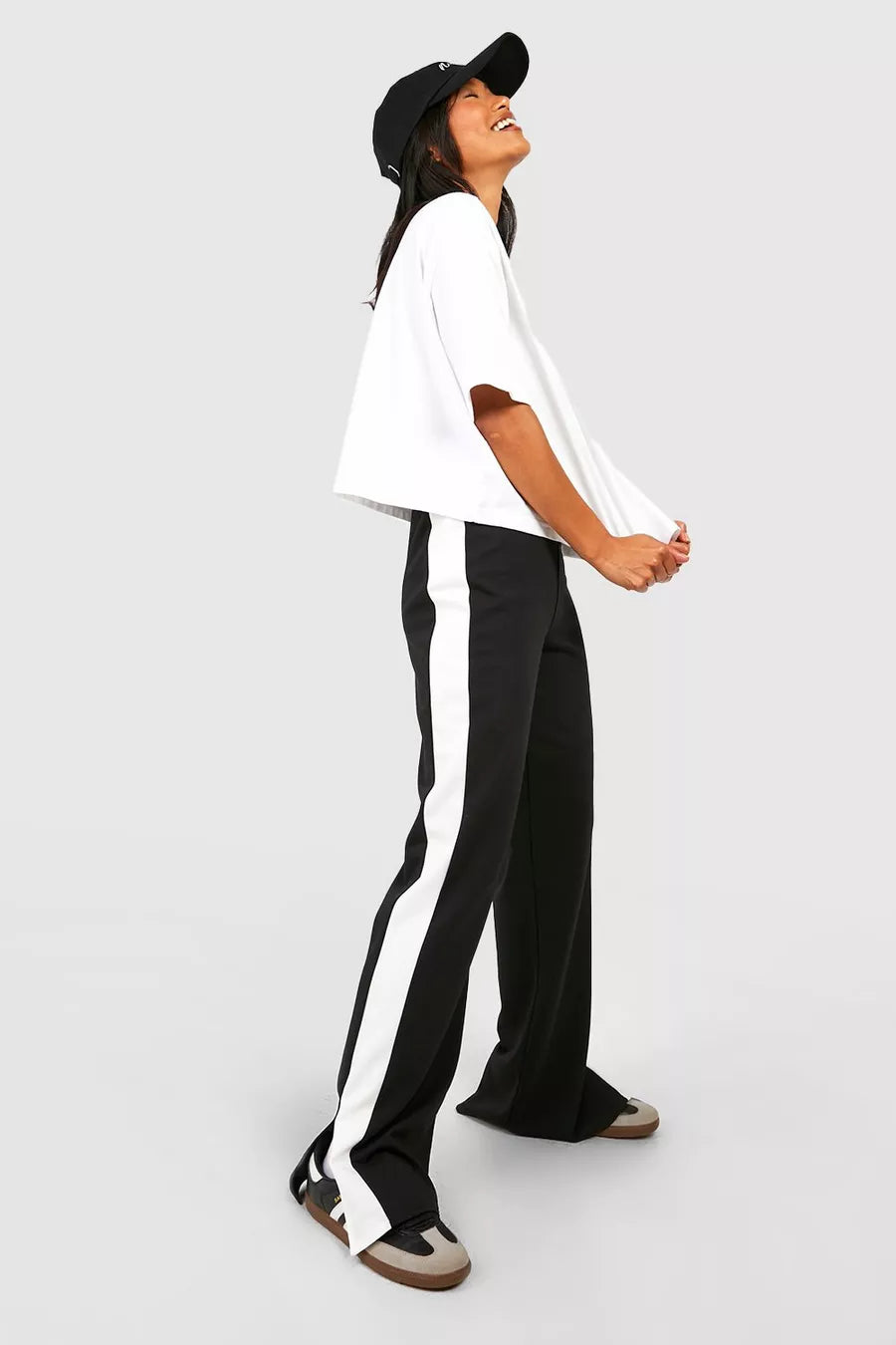 Split Hem Striped Side Trouser