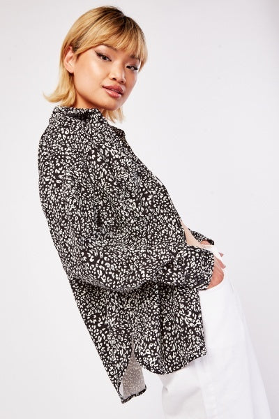 Black and White leopard Print Shacket