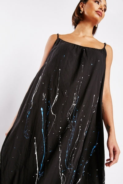 Black Paint Splatter Tent Dress