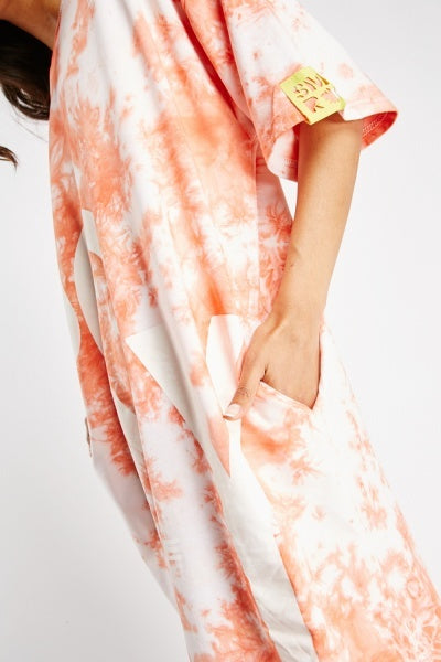 Tie and Dye Joy Graphic Text Midi Dress