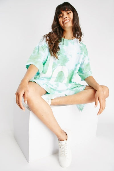 Tie and Dye Joy Graphic Text Midi Dress