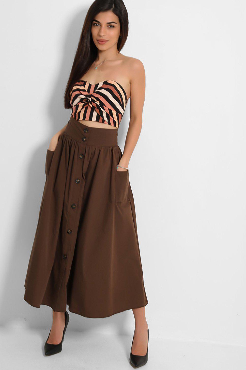 Plus size brown maxi skirt