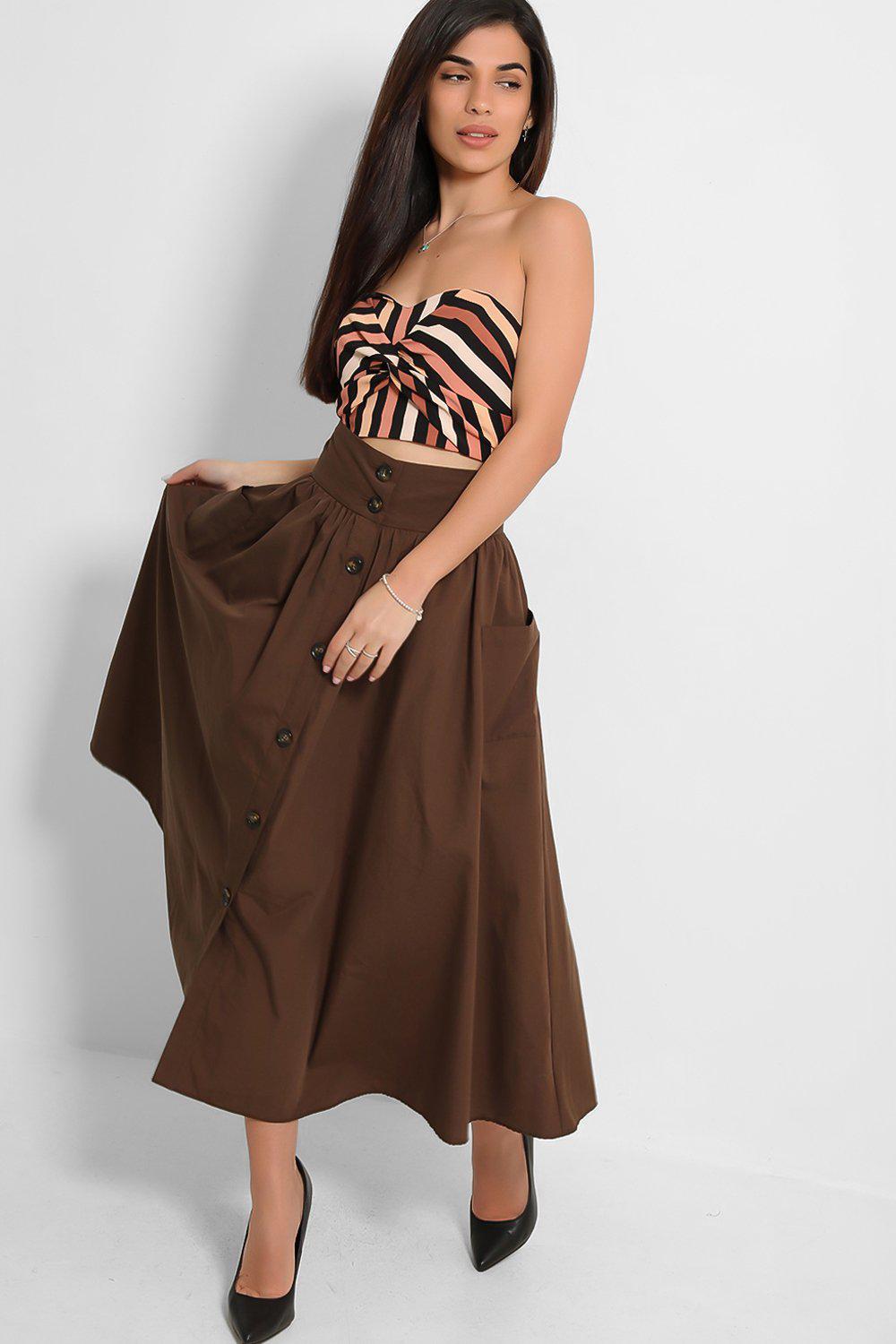 Plus size brown maxi skirt