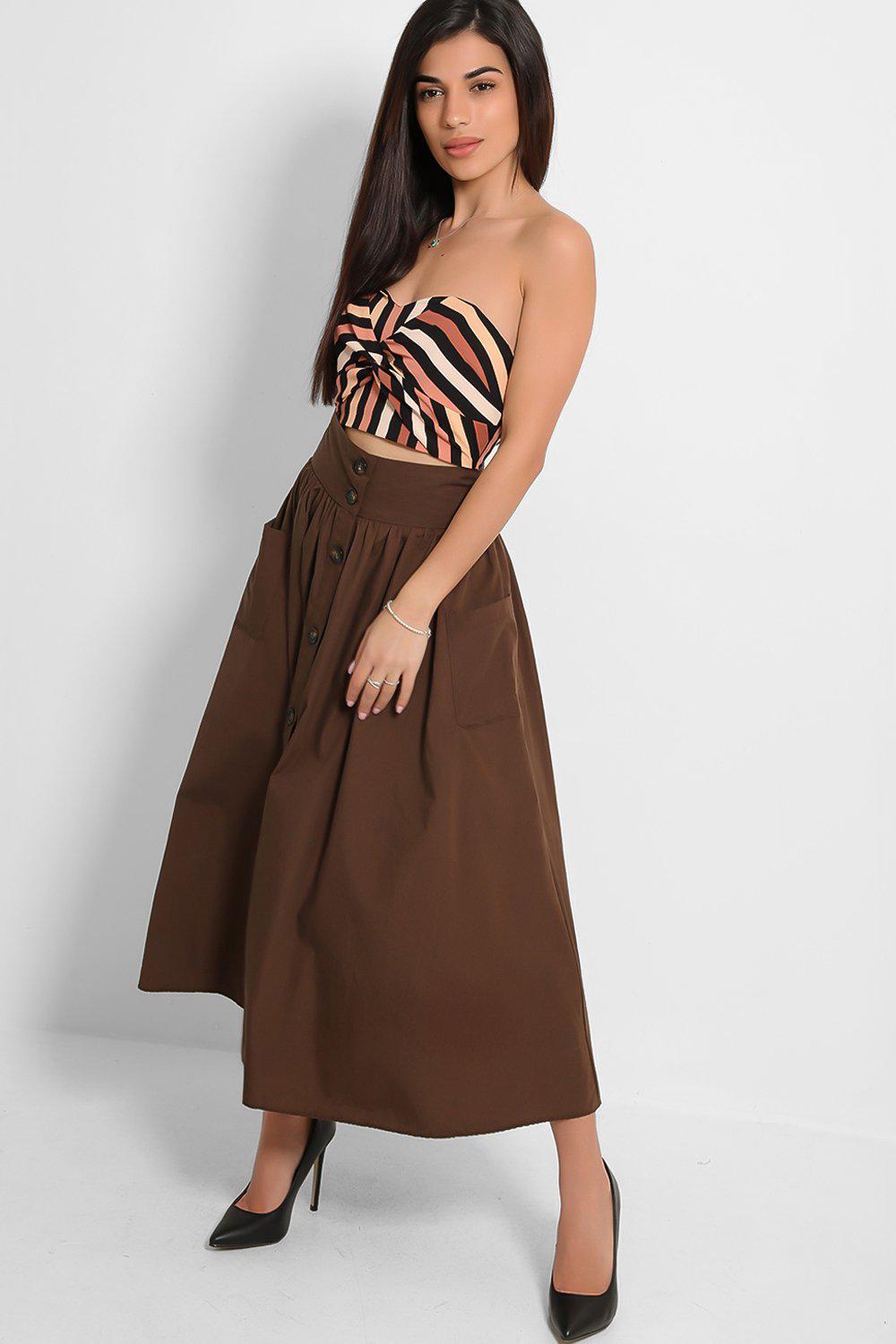 Plus size brown maxi skirt