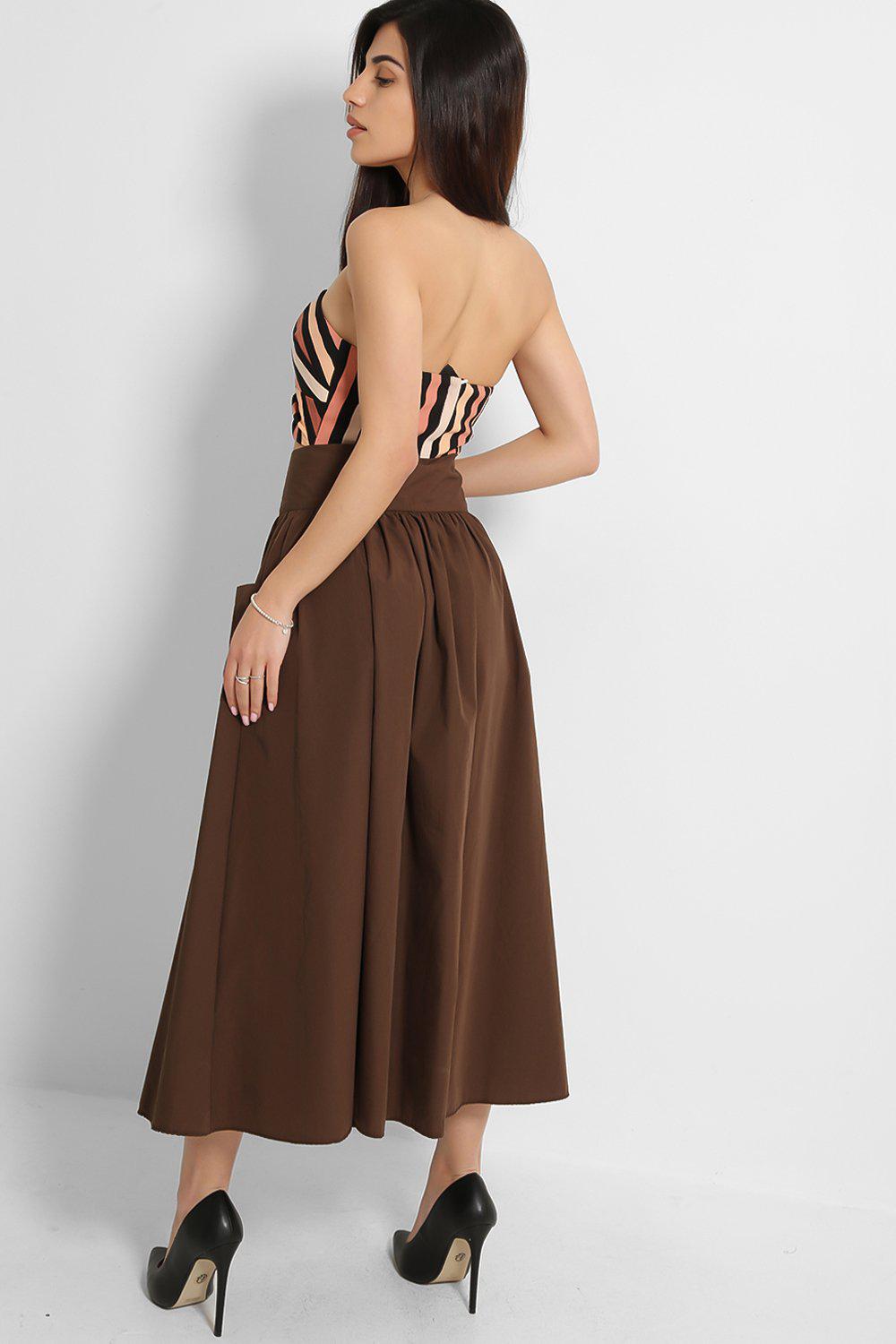 Plus size brown maxi skirt