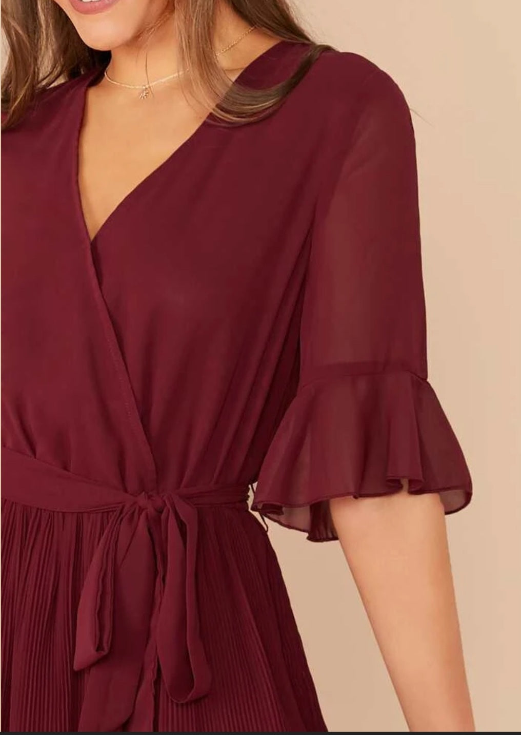 Burgundy steam pleated tunic dress