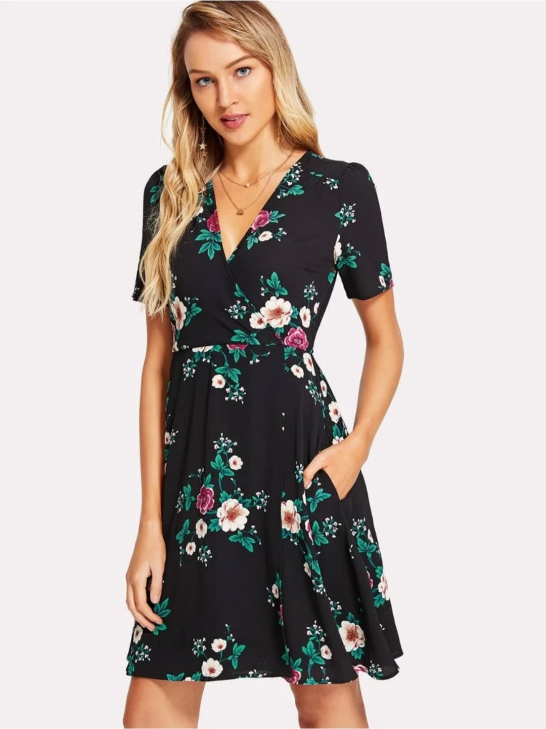 Plus size Black floral dress