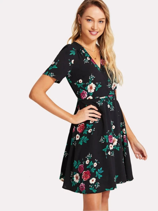 Plus size Black floral dress