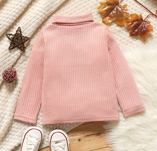 Girls'  ribbed turtle neck sweater