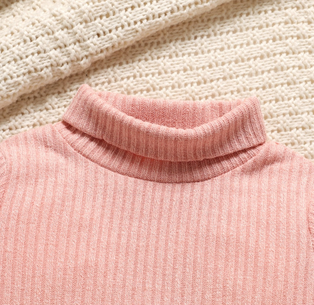 Girls'  ribbed turtle neck sweater