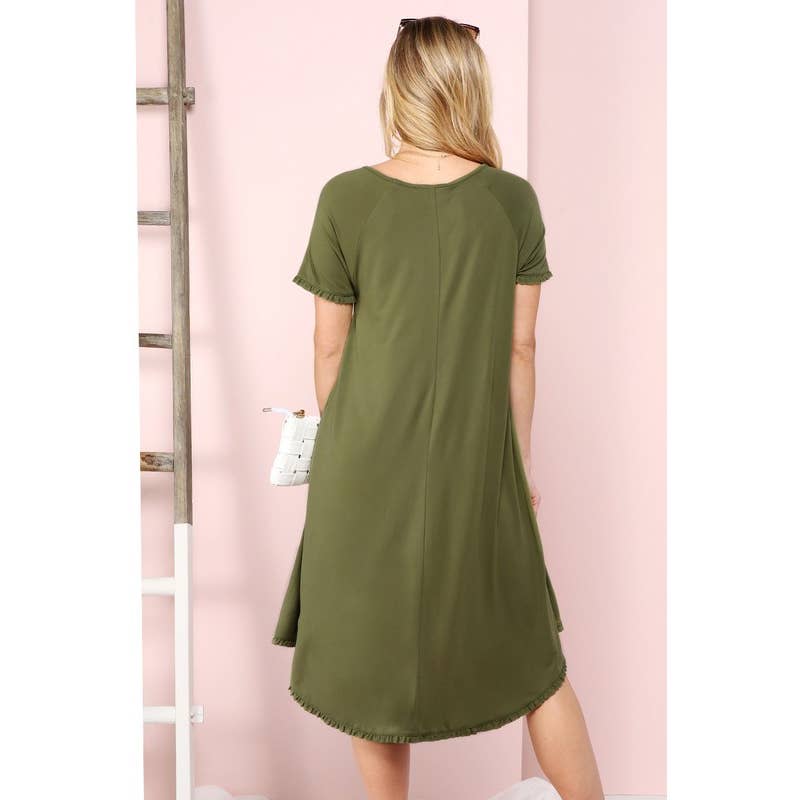 Olive green dip hem dress