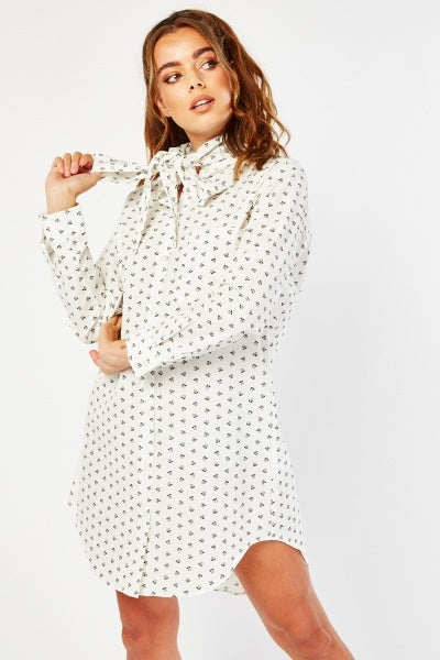 Encrusted Bow Shirt Dress