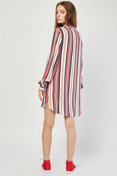 Red and white stripes shirt dress